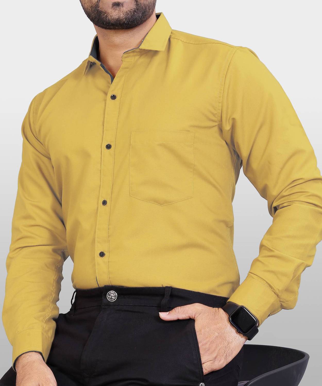 METRONAUT Men Regular Fit Solid Slim Collar Casual Shirt