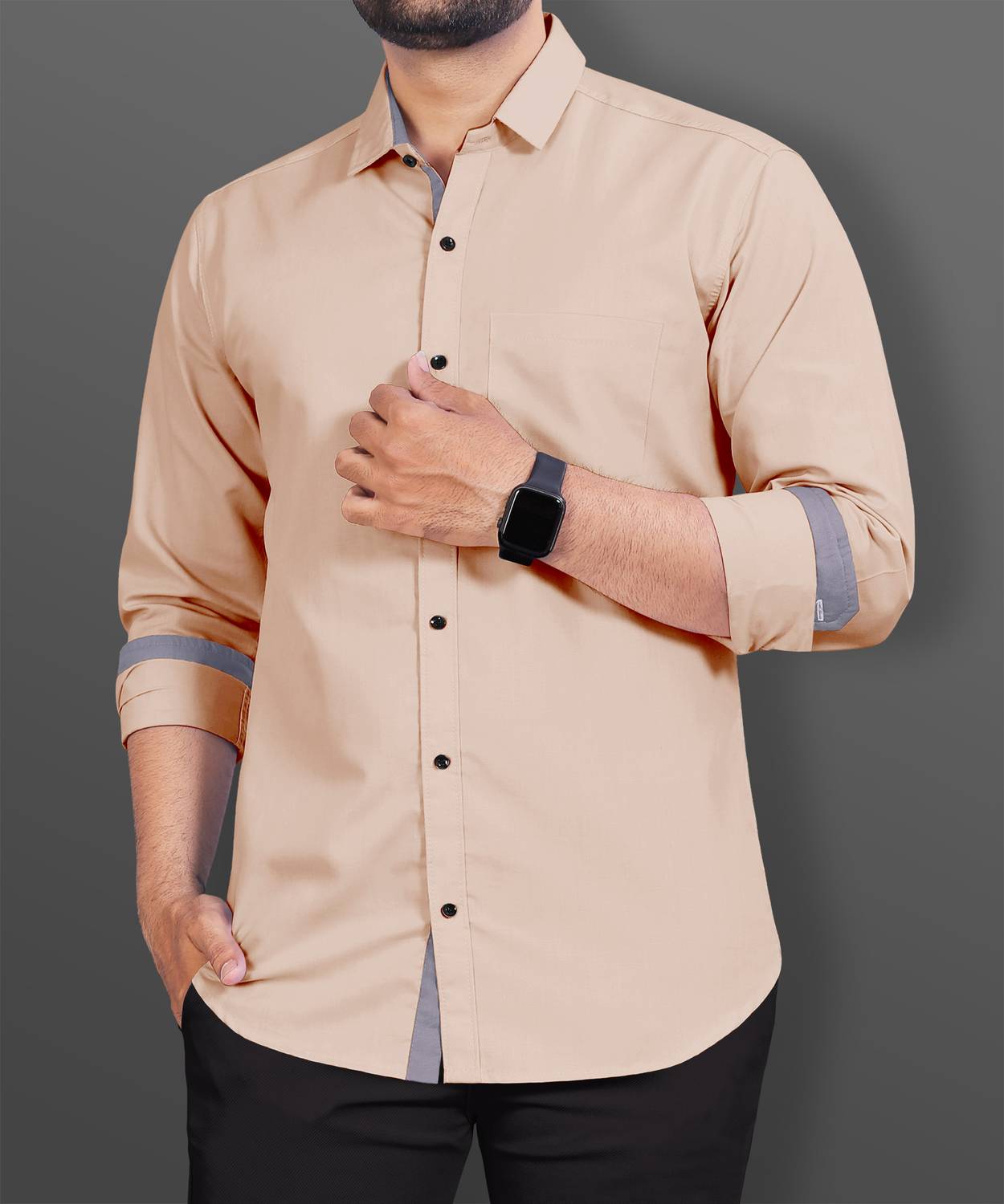 VeBNoR Men Regular Fit Solid Spread Collar Casual Shirt