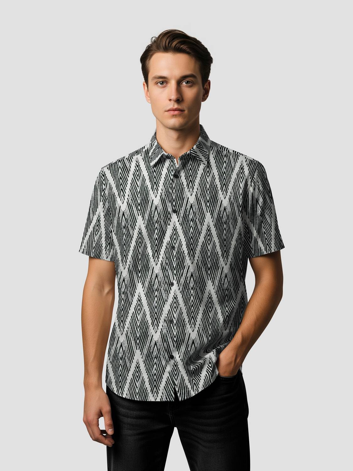 Bullmer Men Printed Casual Black Shirt