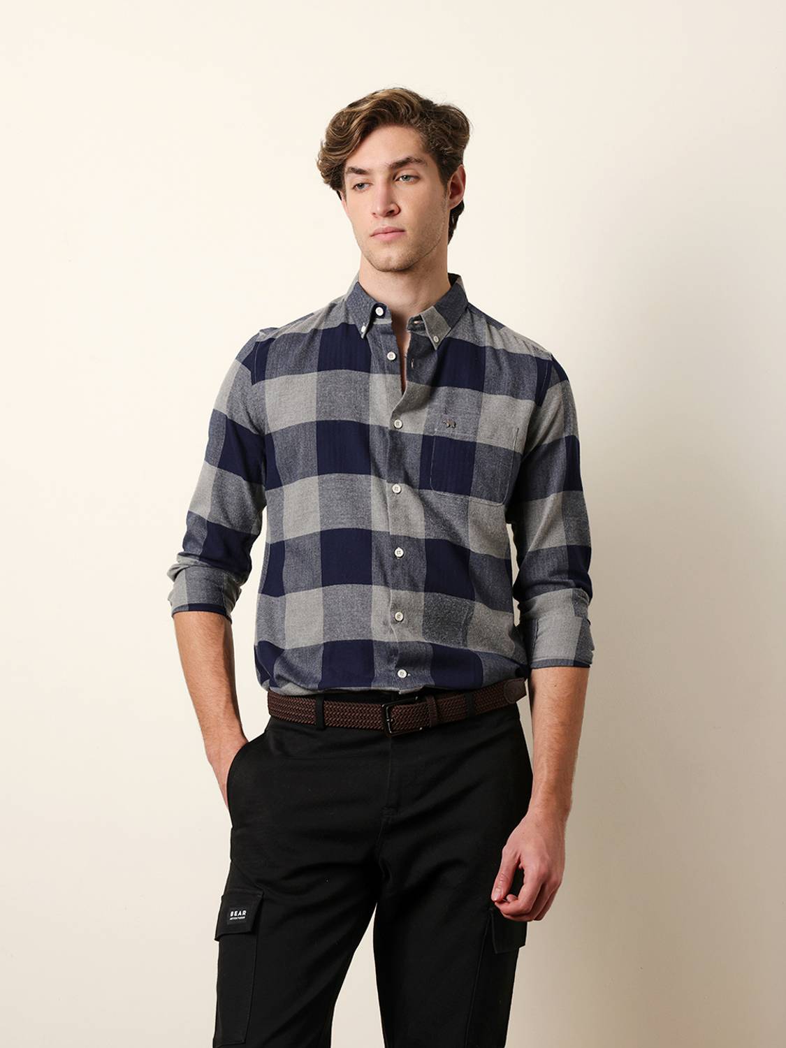 THE BEAR HOUSE Men Checkered Casual Blue Shirt