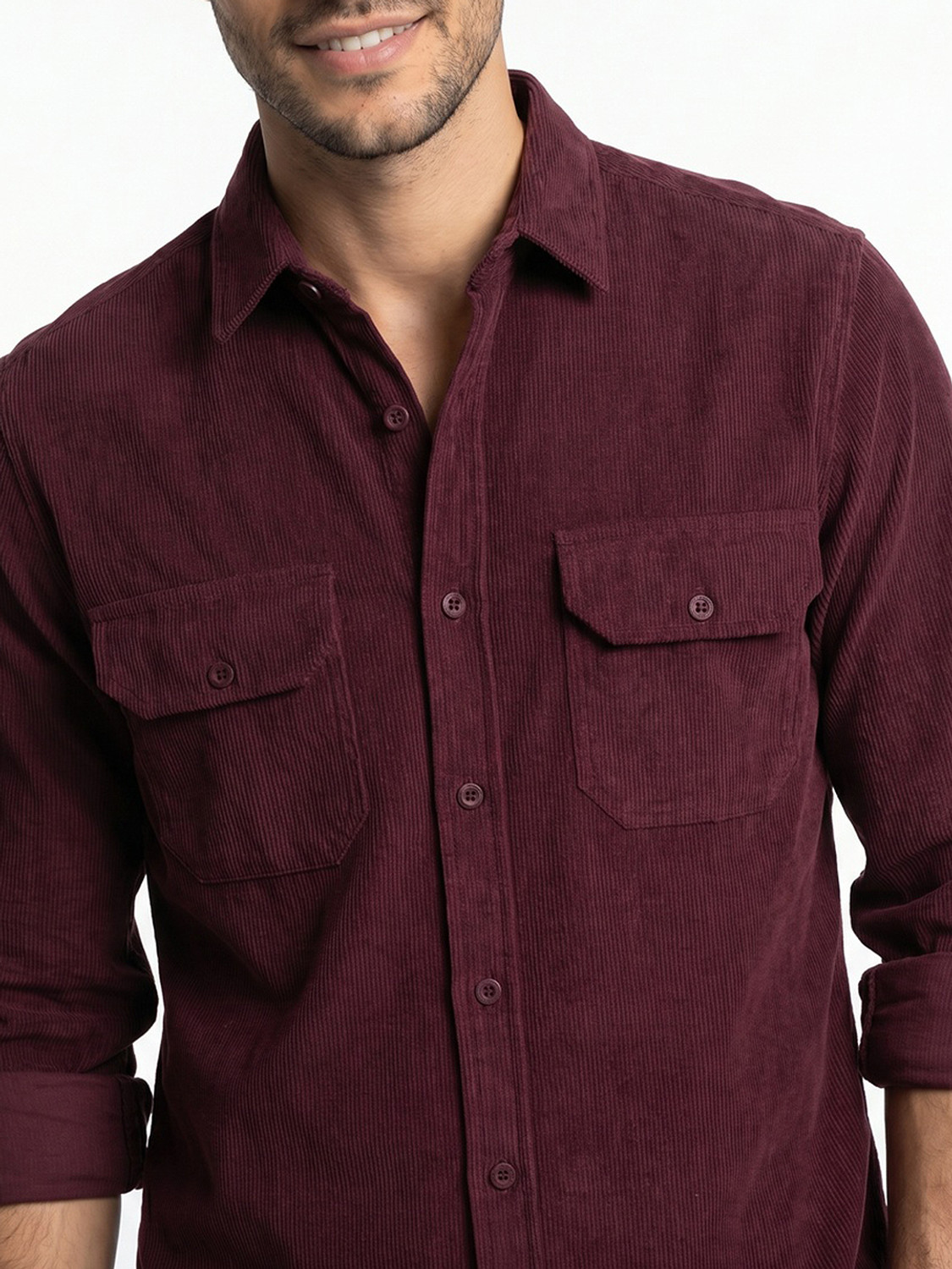 Image of Urbano Fashion Men Self Design Casual Maroon Shirt