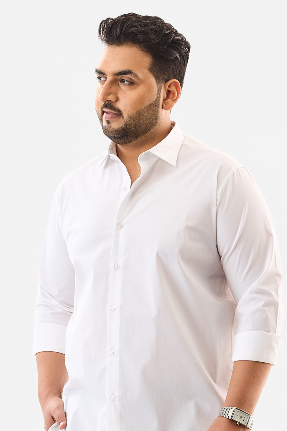 Image of Snitch Men Solid Casual White Shirt