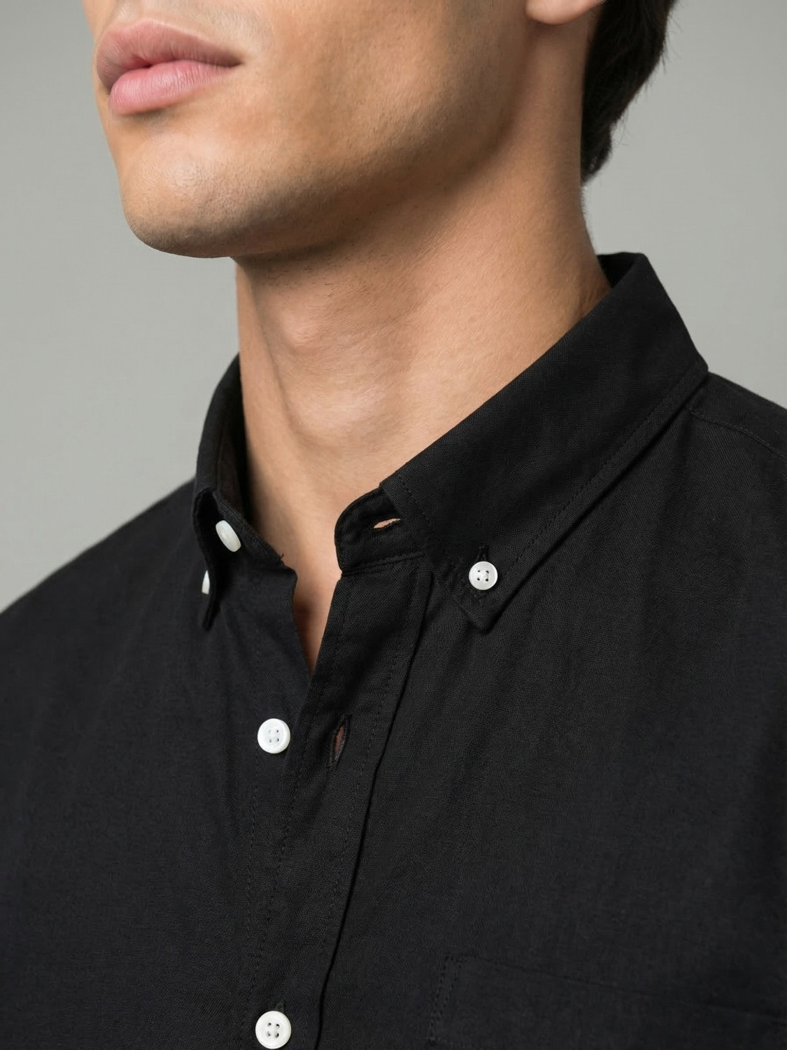 Image of Urbano Fashion Men Solid Casual Black Shirt
