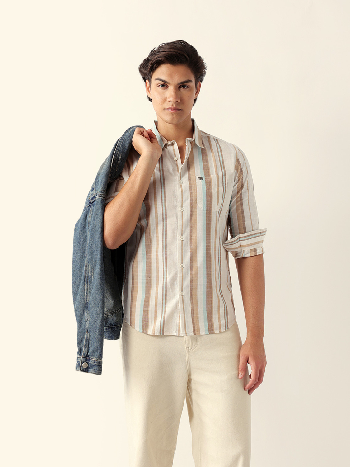 Image of THE BEAR HOUSE Men Striped Casual Multicolor Shirt