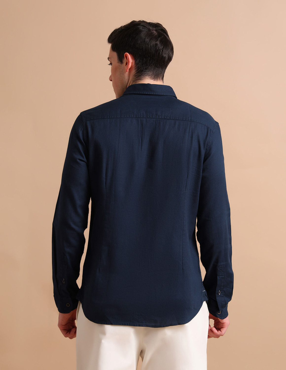 Image of U.S. Polo Assn. Denim Co. Men Solid Casual Dark Blue Shirt