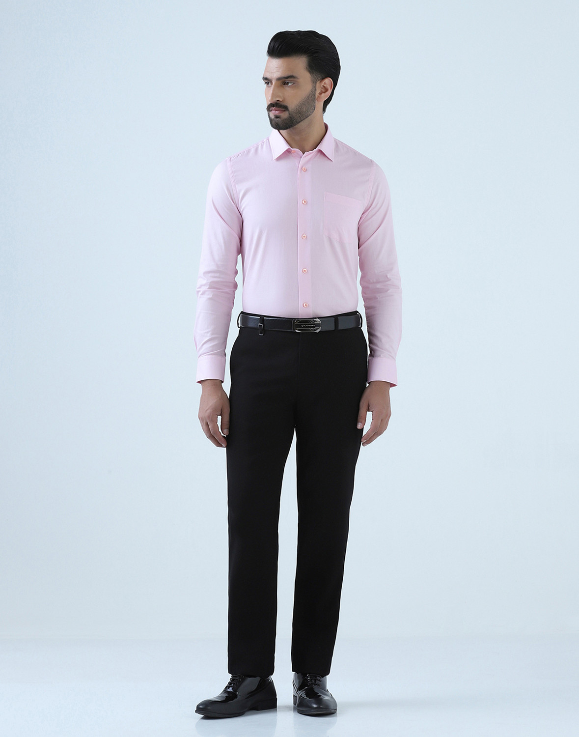 Image of Blackberrys Men Self Design Formal Pink Shirt
