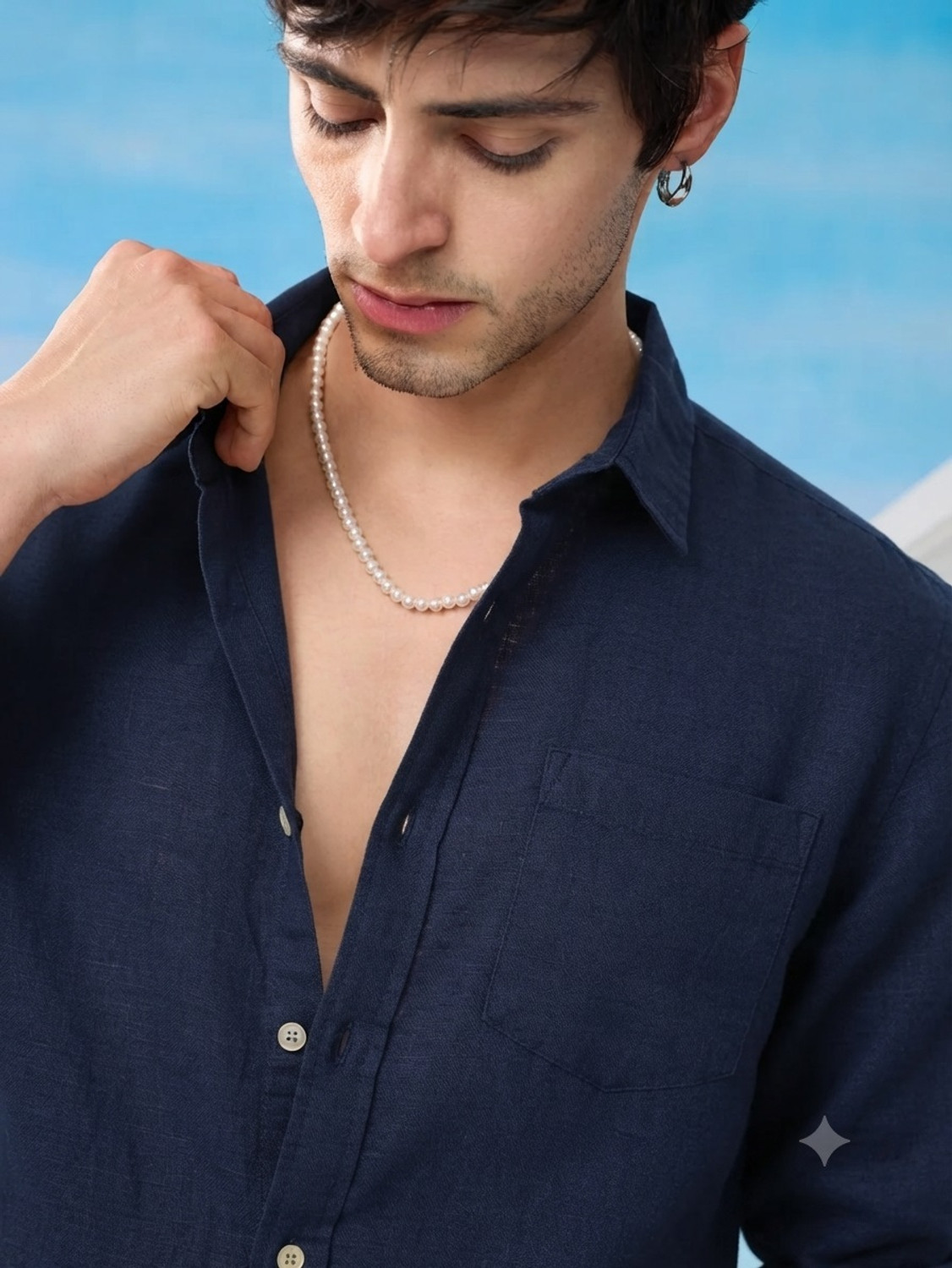 Image of Roadster Men Solid Casual Dark Blue Shirt