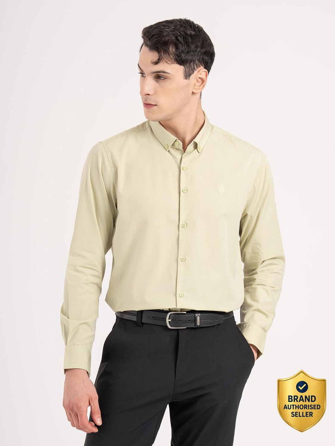 Image of RED TAPE Men Solid Casual Beige Shirt