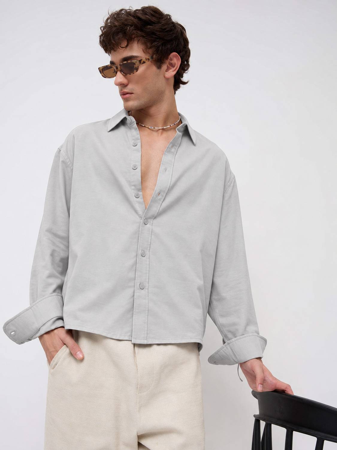 WE KAIKA Men Grey Casual Shirt - Image 1