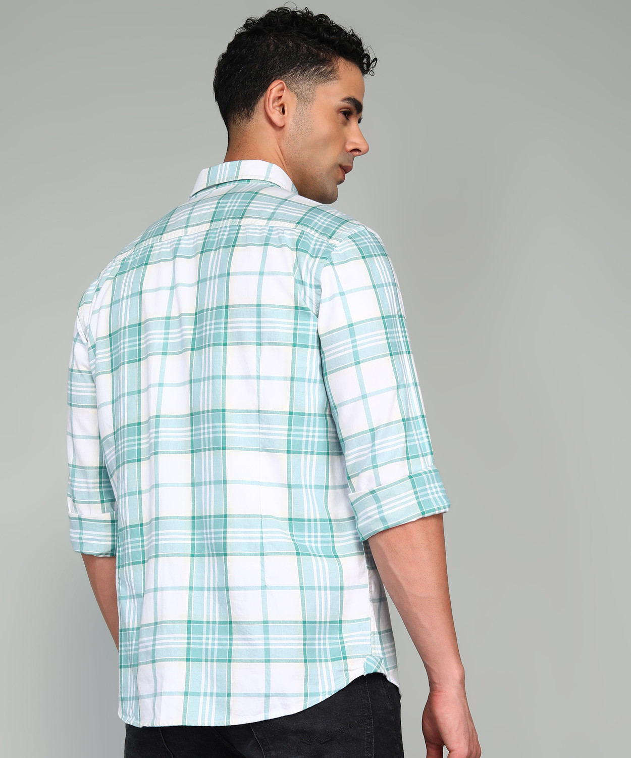 Image of U.S. POLO ASSN. Men Checkered Casual Green Shirt
