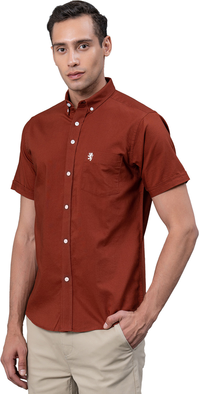 Image of RED TAPE Men Solid Casual Brown Shirt