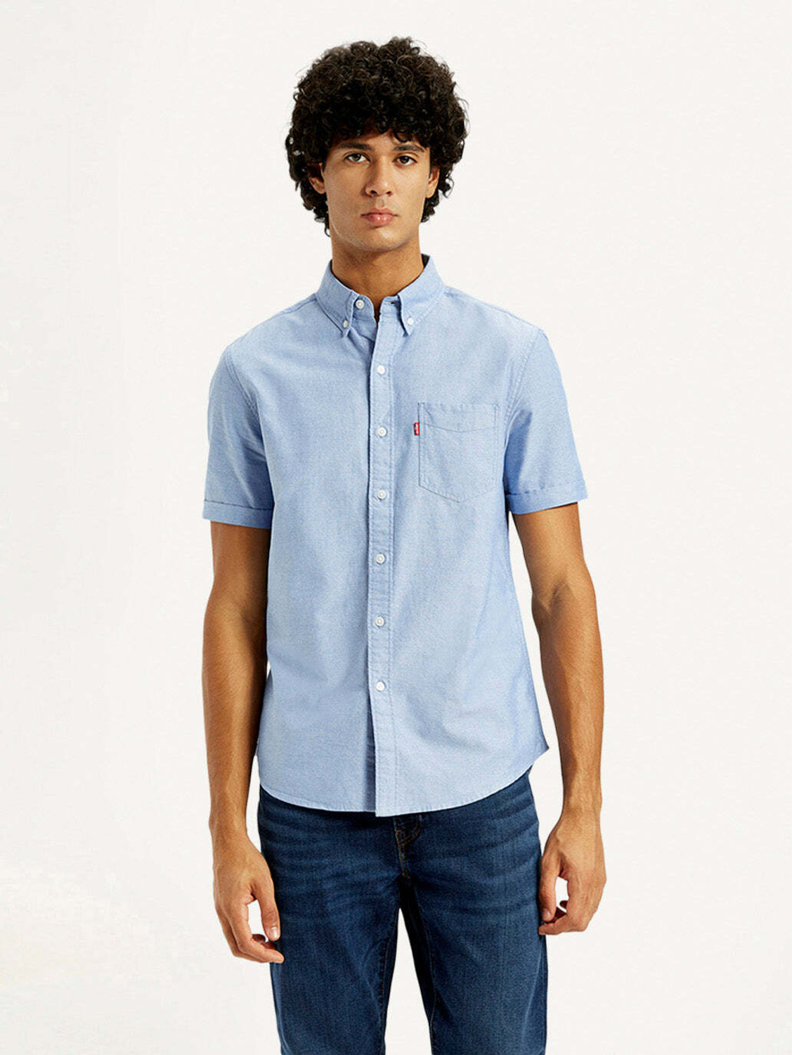 Image of LEVI'S Men Solid Casual Blue Shirt