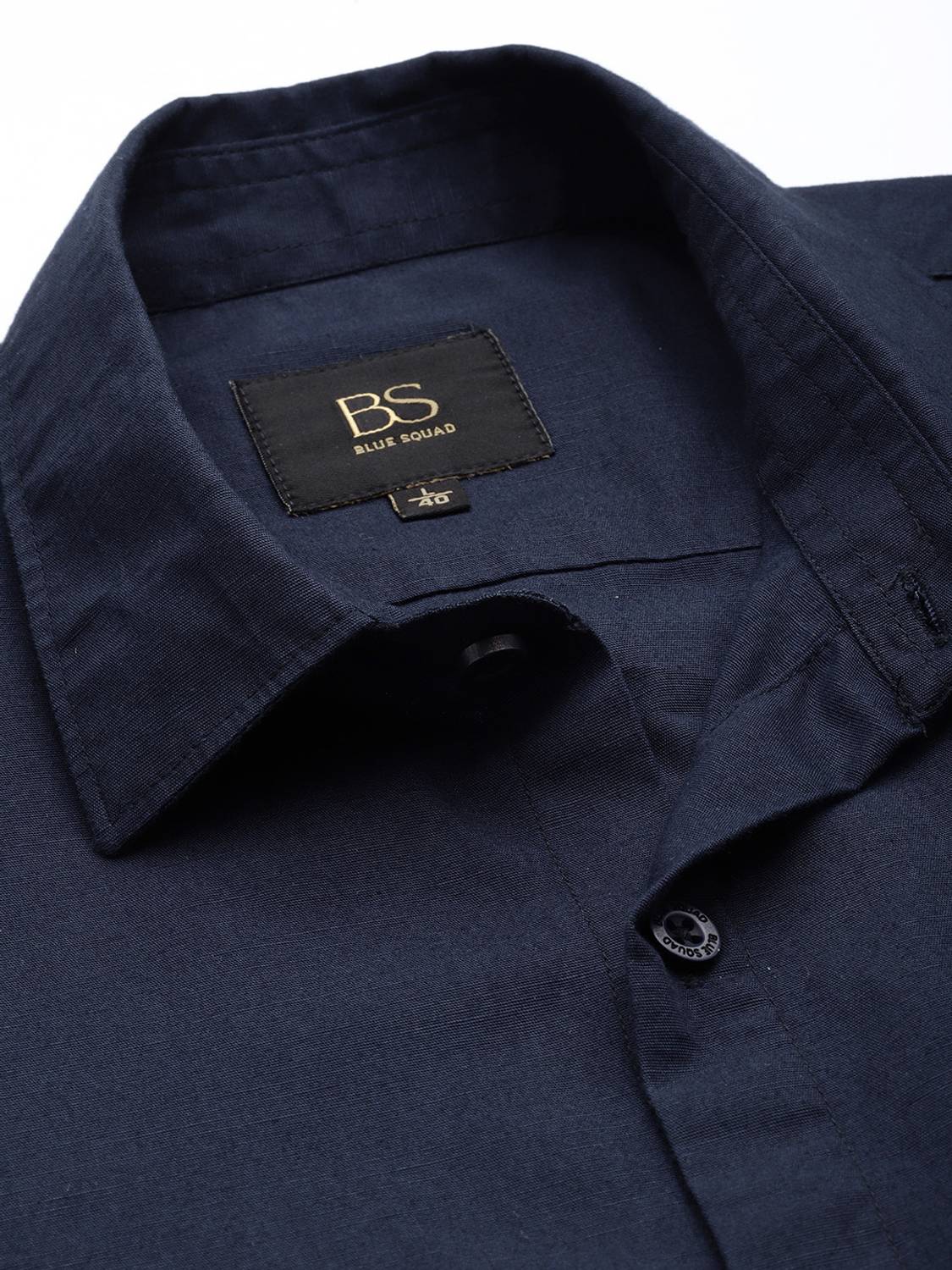 BLUE SQUAD Men Solid Casual Blue Shirt - Image 4