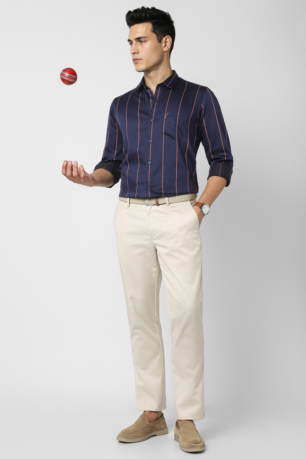 Image of PETER ENGLAND Men Striped Casual Blue Shirt