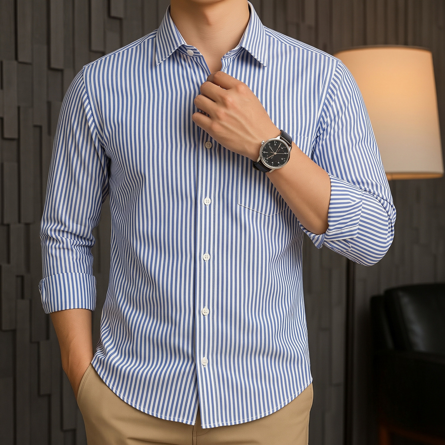 Image of indossare Men Striped Formal Multicolor Shirt