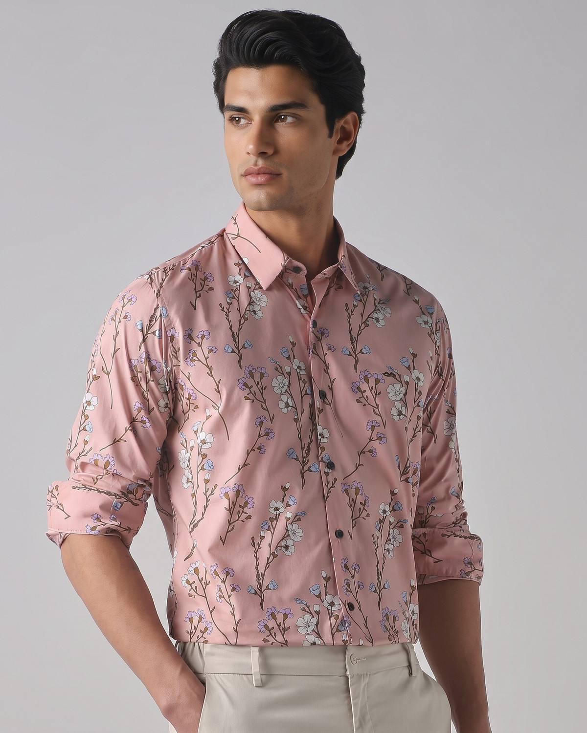 Image of MUFTI Men Slim Fit Printed Spread Collar Casual Shirt