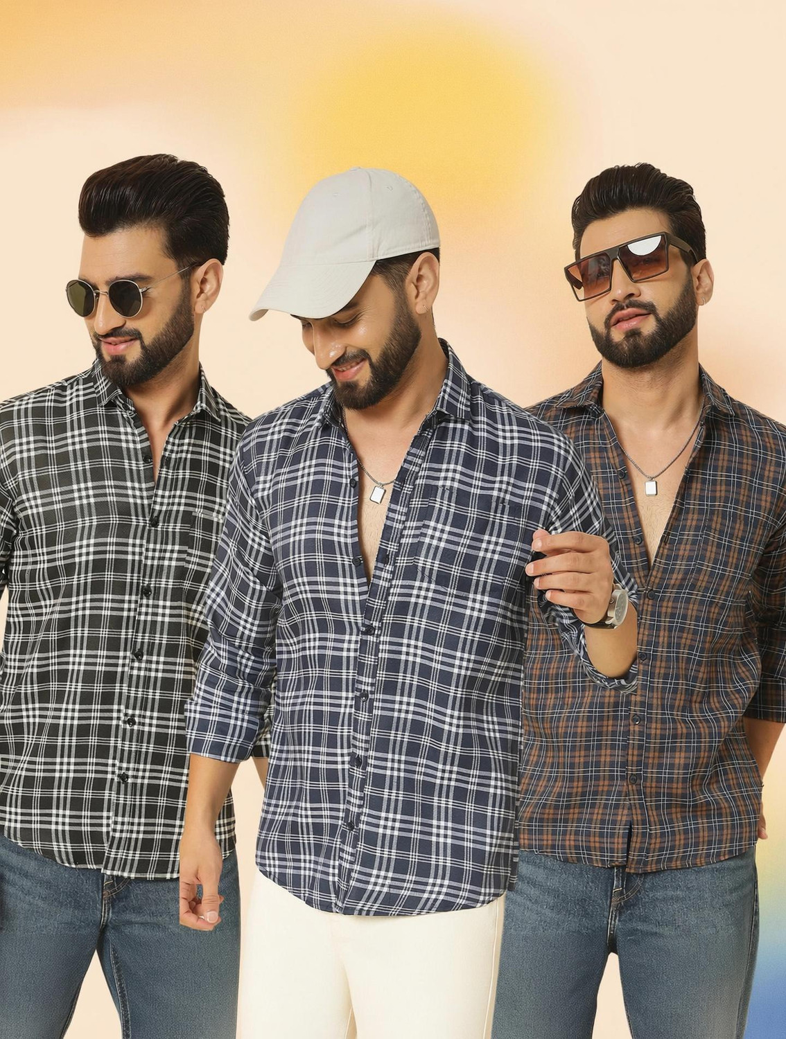 Image of youth first Men Checkered Casual Multicolor Shirt