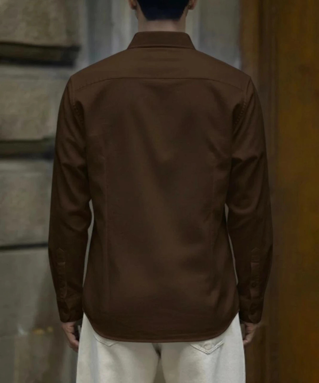 Image of Uiriuy Men Solid Casual Brown Shirt