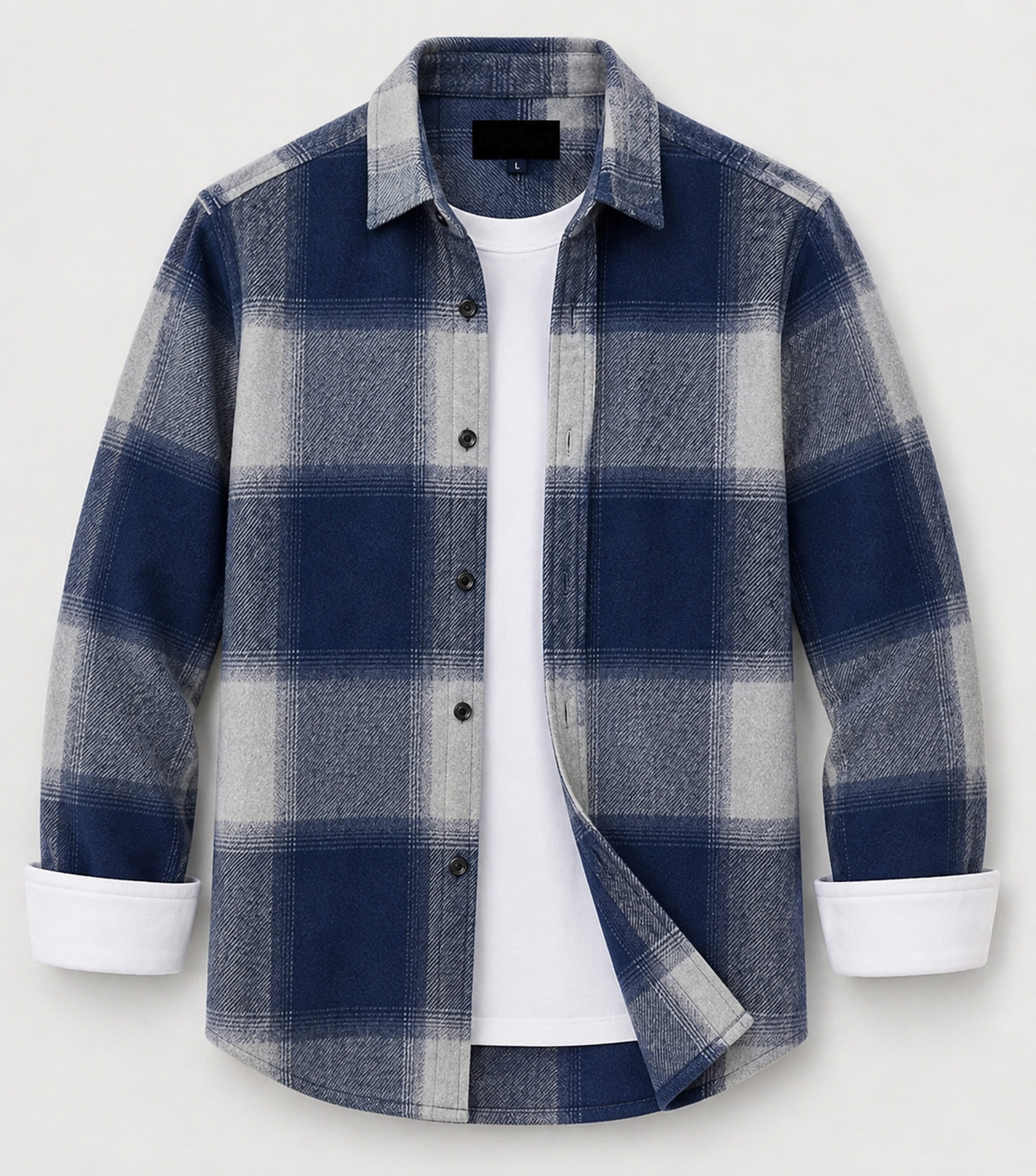 Image of DIMMY Men Checkered Casual Dark Blue Shirt