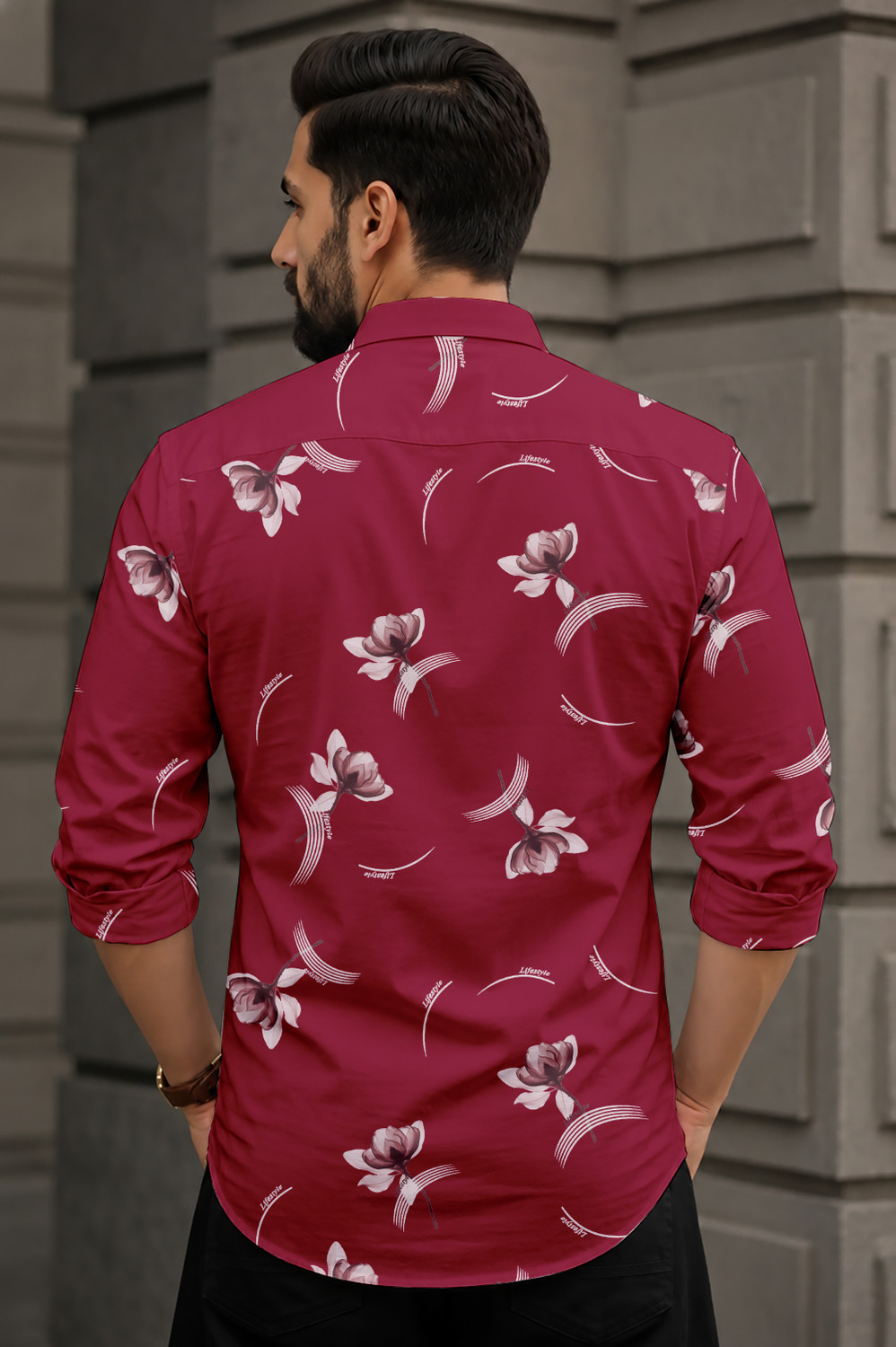 Image of Varidashi Men Printed Casual Red Shirt