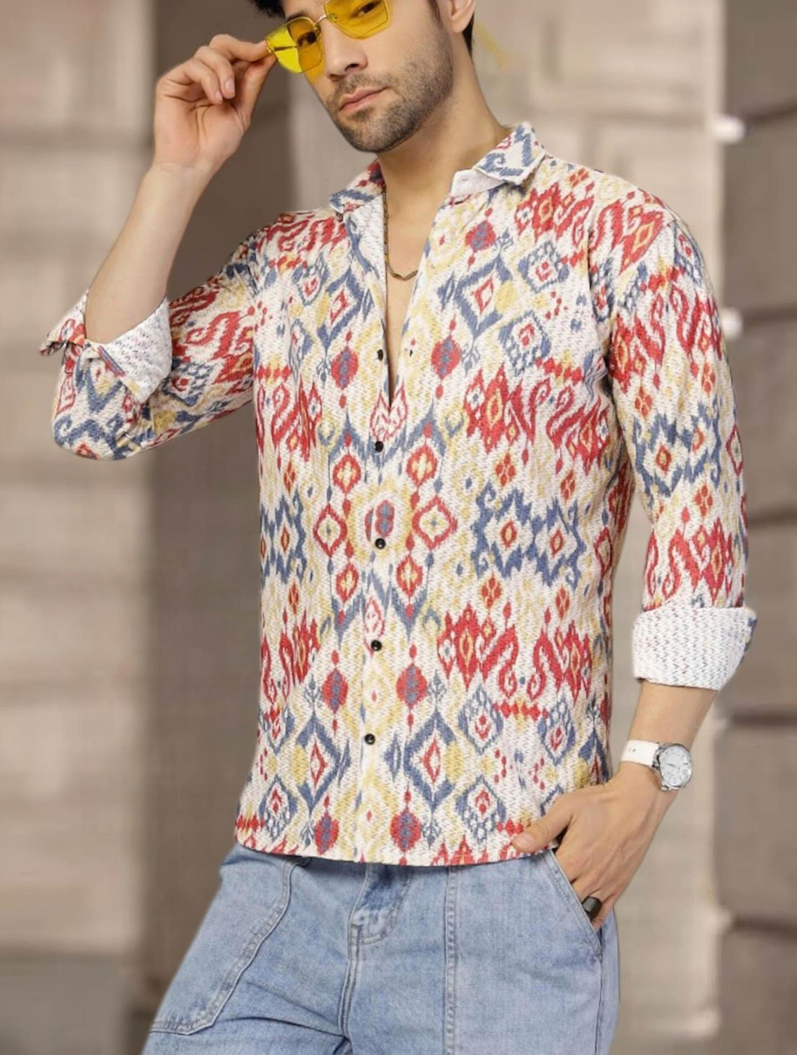 Image of METRONAUT Men Printed Casual Multicolor Shirt