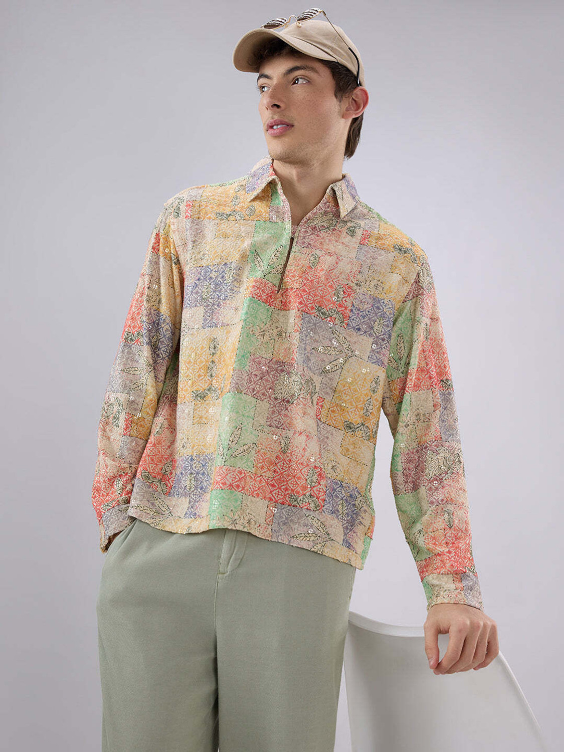 Image of VASTRADO Men Printed Casual Multicolor Shirt