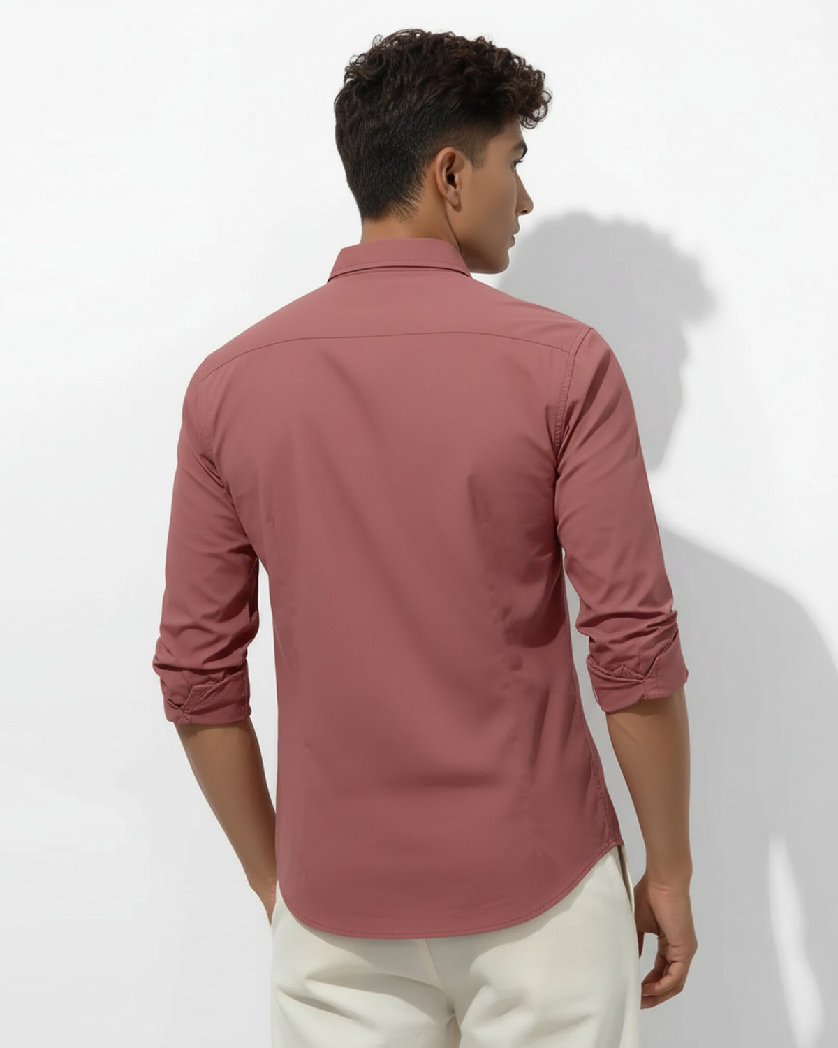 Image of METRONAUT Men Solid Formal Pink Shirt