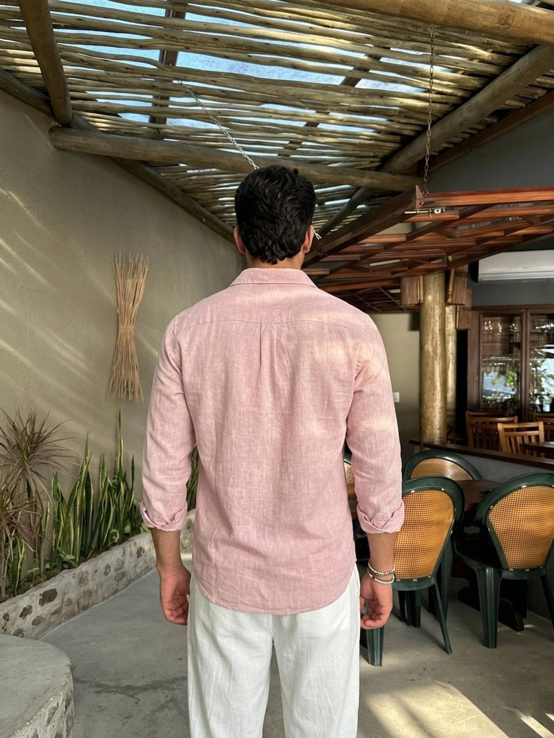 Dhakre Men Solid Casual Pink Shirt - Image 2