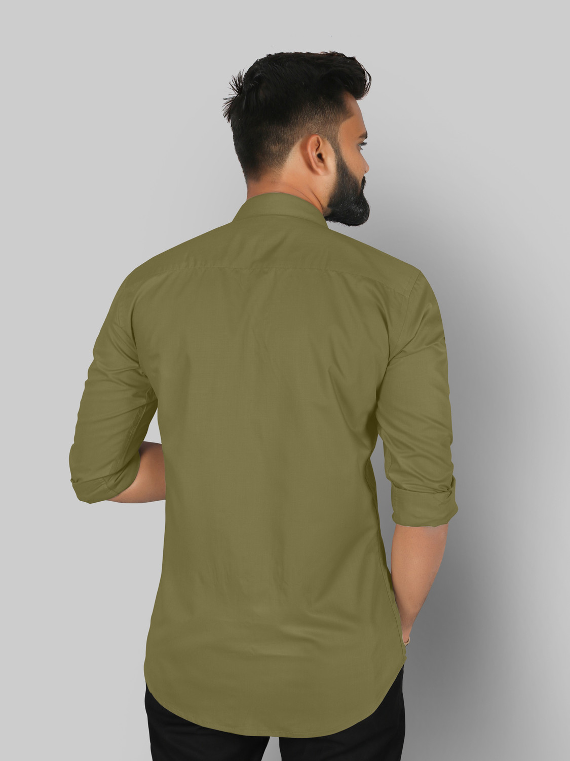 Image of FIBERMILL Men Solid Formal Green Shirt