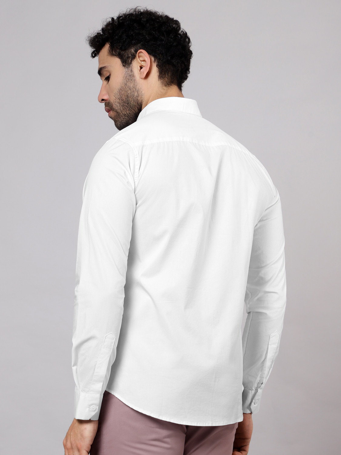 Image of BEYOUNG Men Solid Formal White Shirt