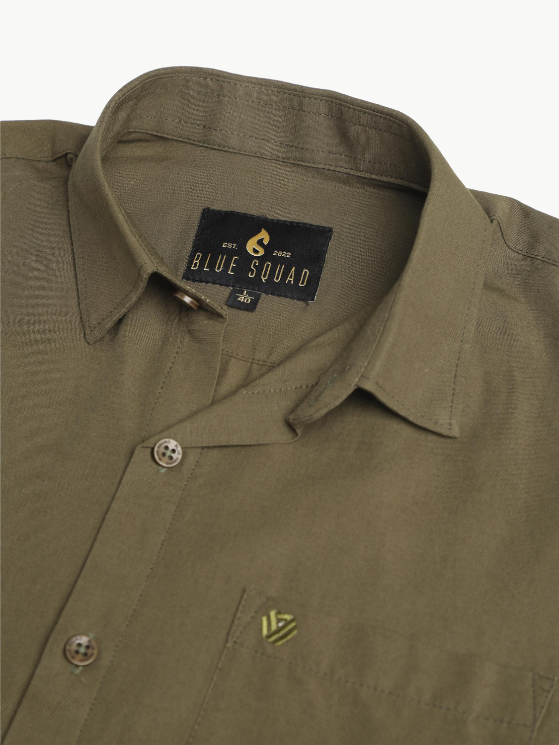 Image of BLUE SQUAD Men Solid Casual Green Shirt