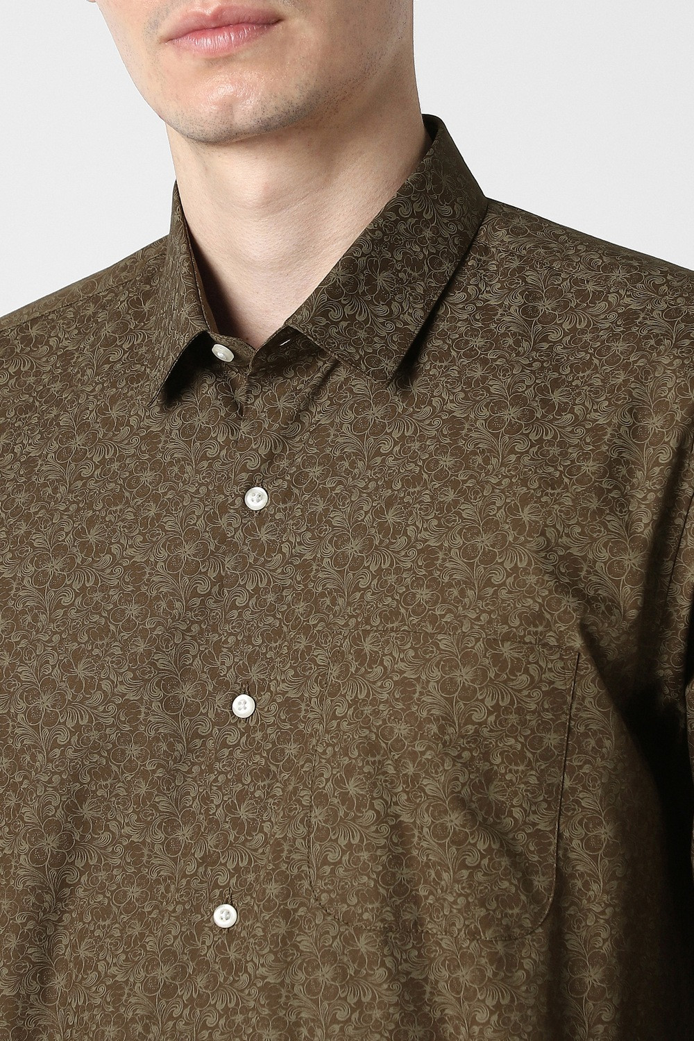 Image of PETER ENGLAND Men Printed Formal Brown Shirt
