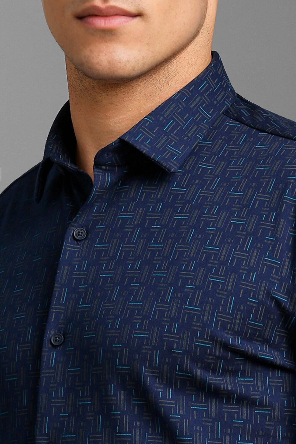 Image of LOUIS PHILIPPE Men Printed Formal Blue Shirt