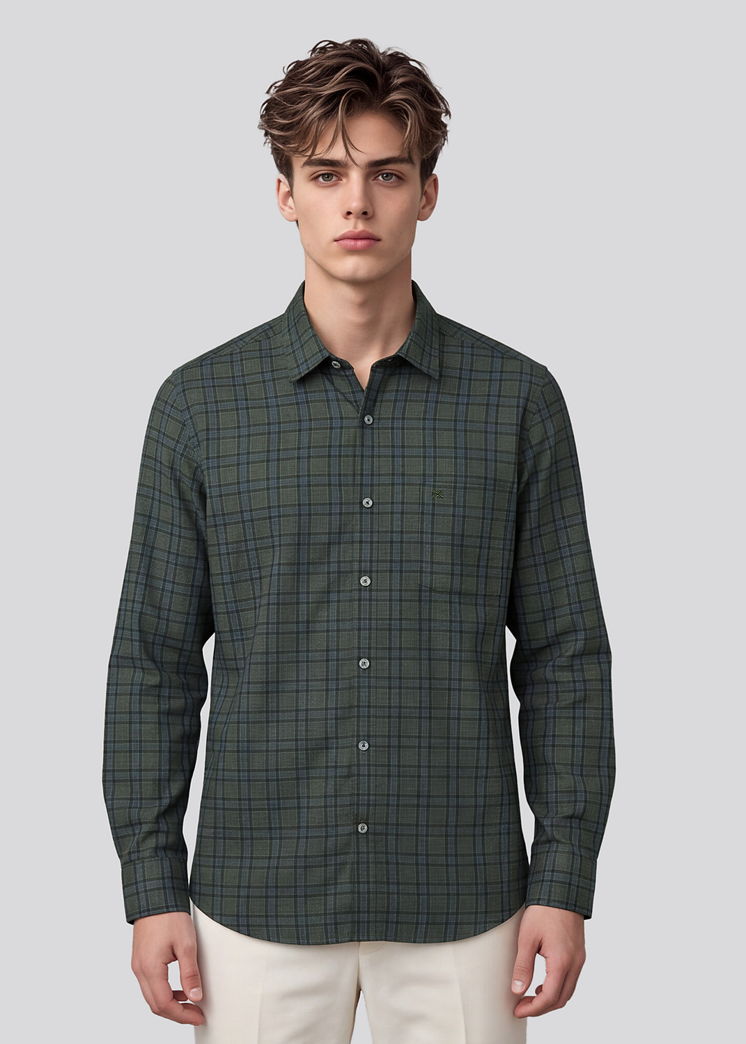 Image of KILLER Men Slim Fit Checkered Formal Shirt