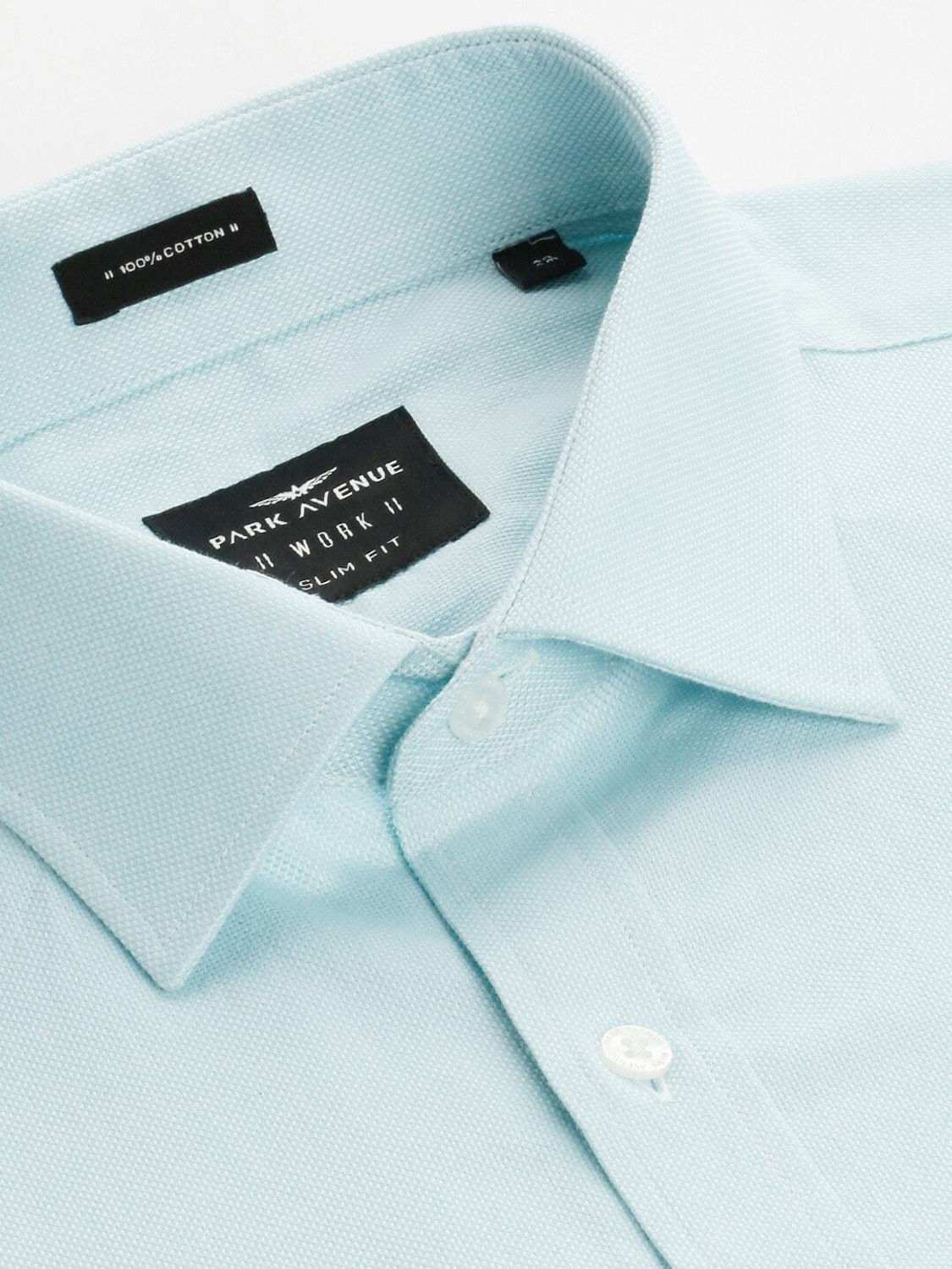 Image of PARK AVENUE Men Self Design Formal Light Blue Shirt