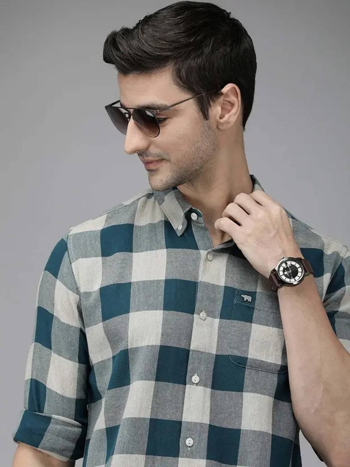 BLEZZA Men Regular Fit Checkered Spread Collar Casual Shirt