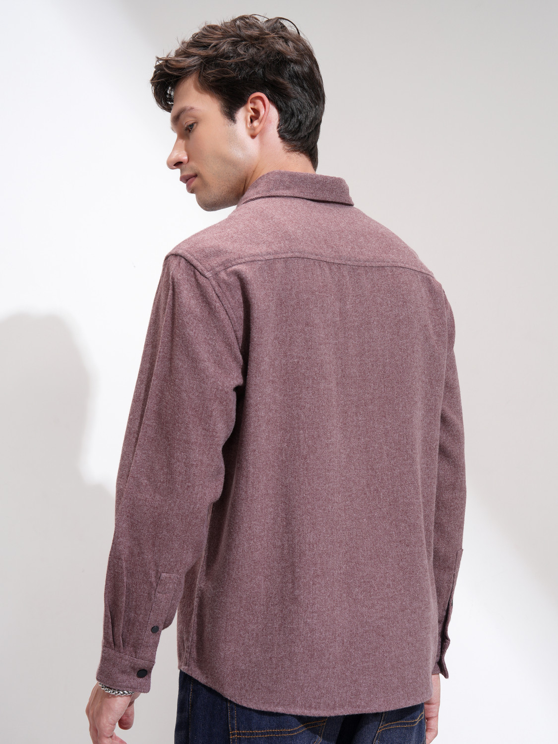 Image of HIGHLANDER Men Self Design Casual Maroon Shirt