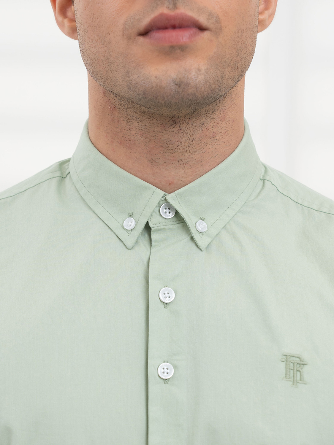 Image of RED TAPE Men Solid Casual Light Green Shirt
