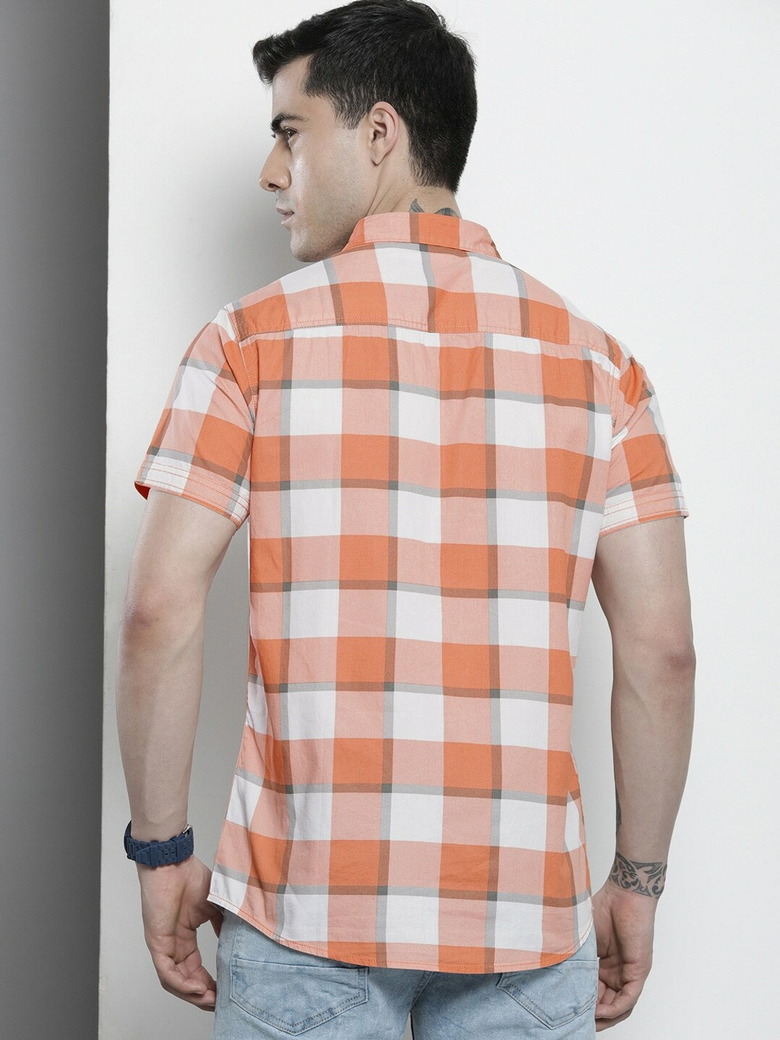 Image of The Indian Garage Co. Men Checkered Casual Brown Shirt
