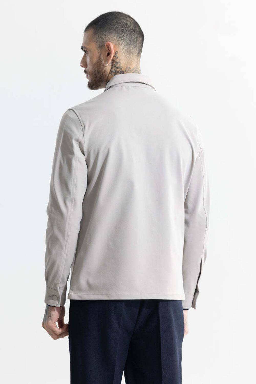 Snitch Men Solid Casual Grey Shirt - Image 2