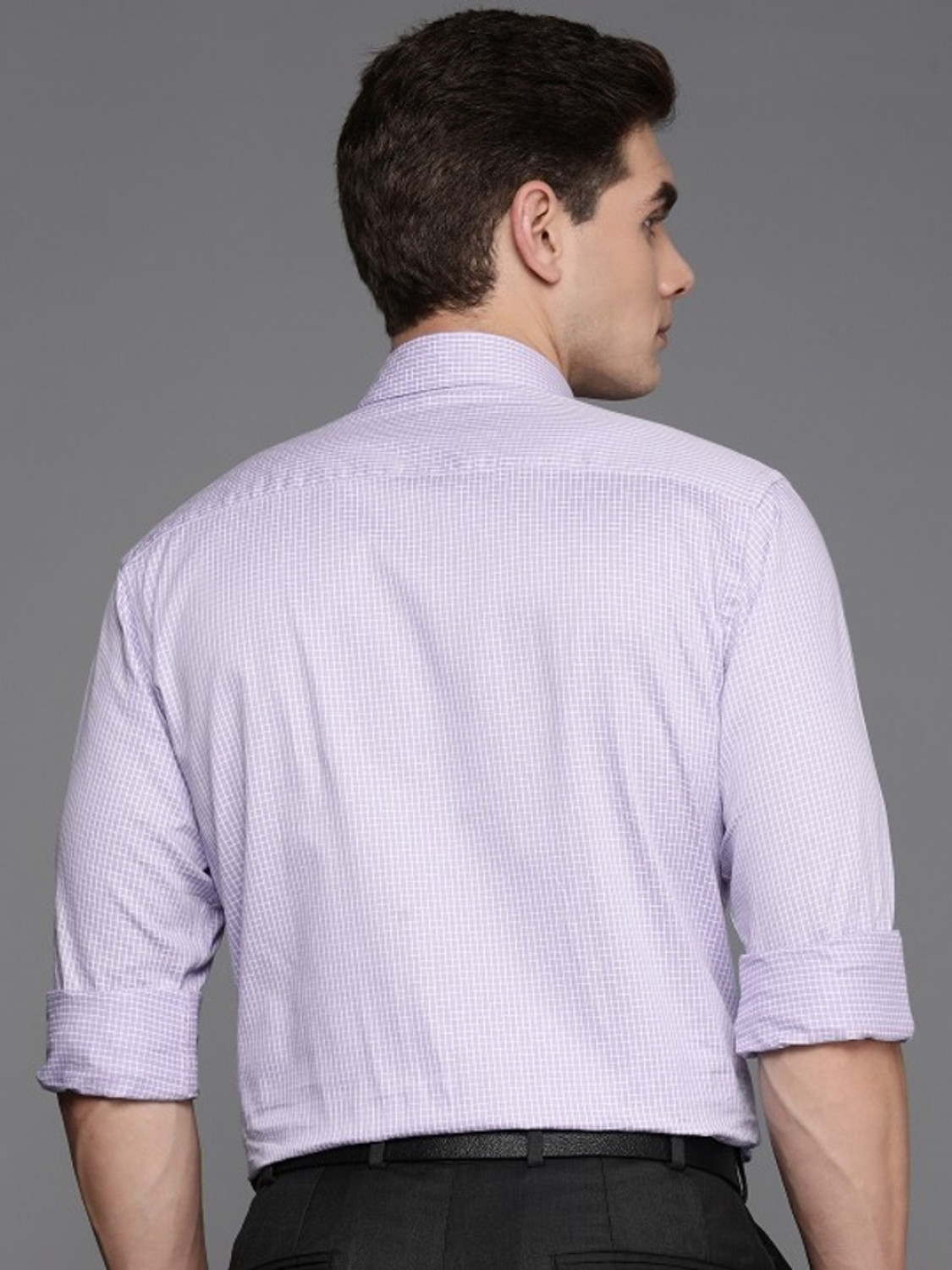 Image of Raymond Men Self Design Formal Purple Shirt