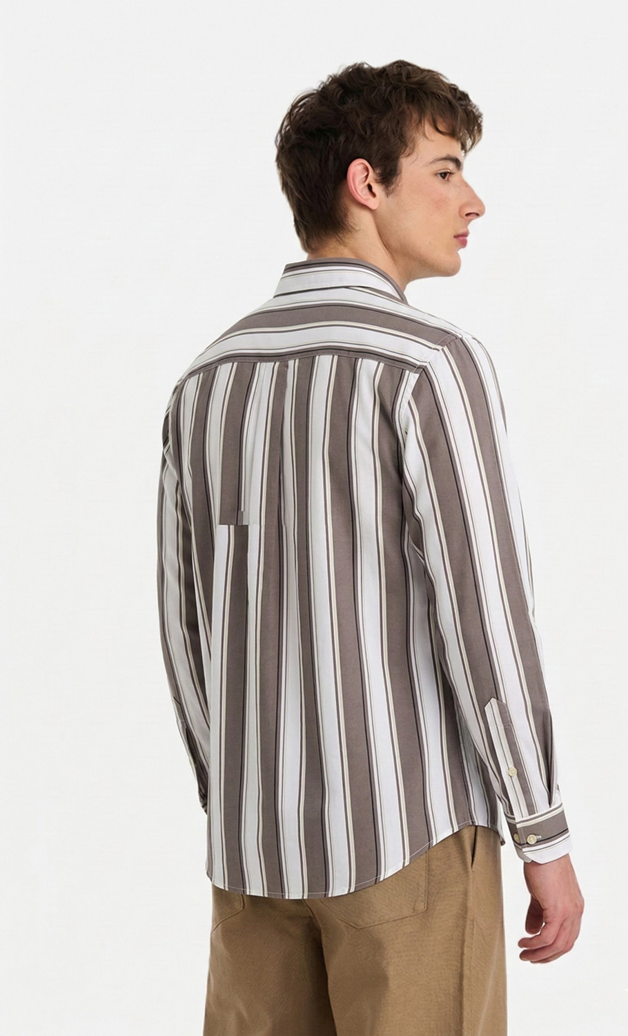 Image of SHIRTZONE Men Striped Casual Brown Shirt