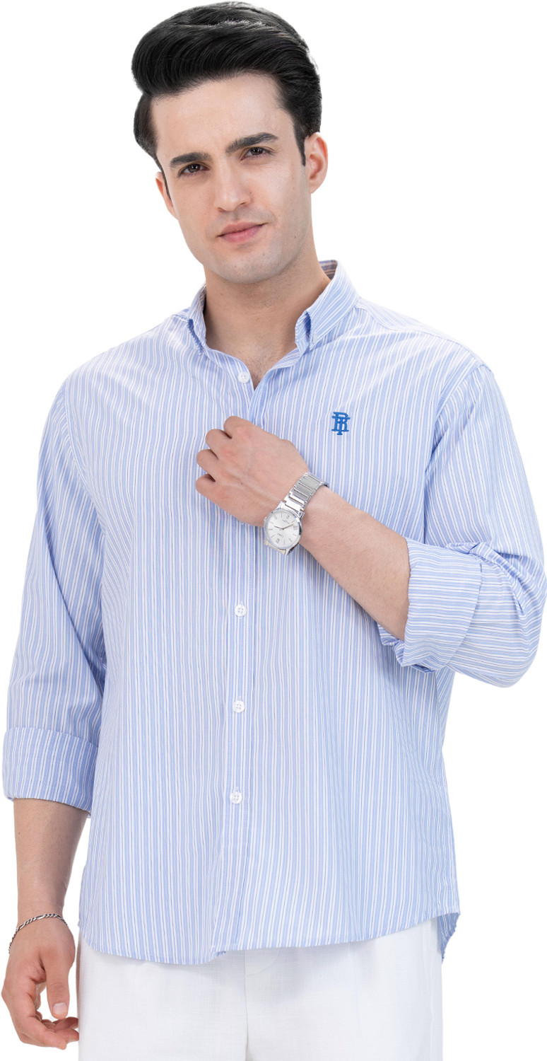 Image of RED TAPE Men Striped Casual Blue Shirt