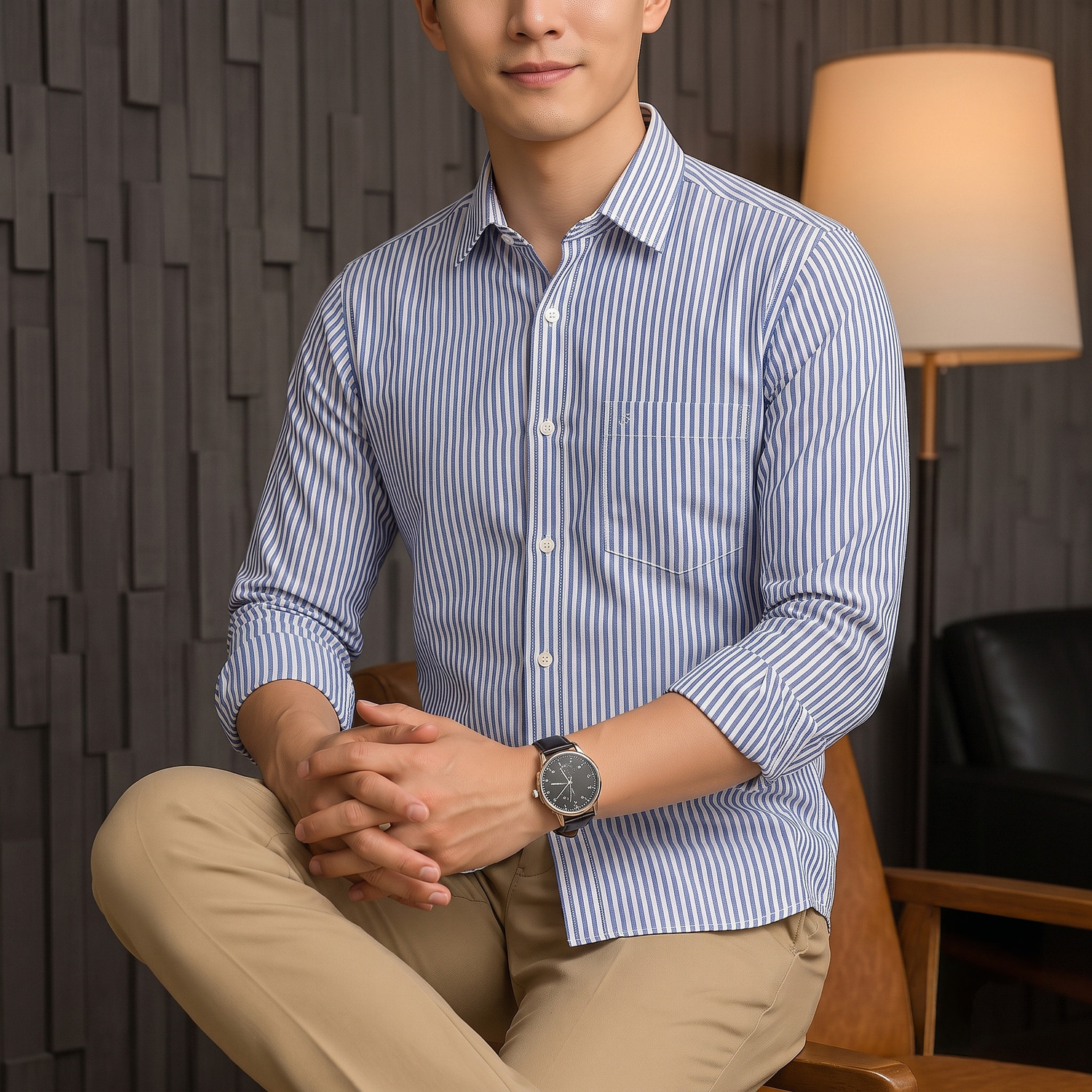 Image of indossare Men Striped Formal Multicolor Shirt