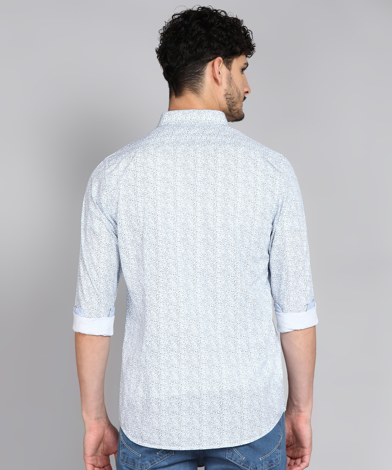 Image of Allen Solly Men Printed Formal Light Blue Shirt