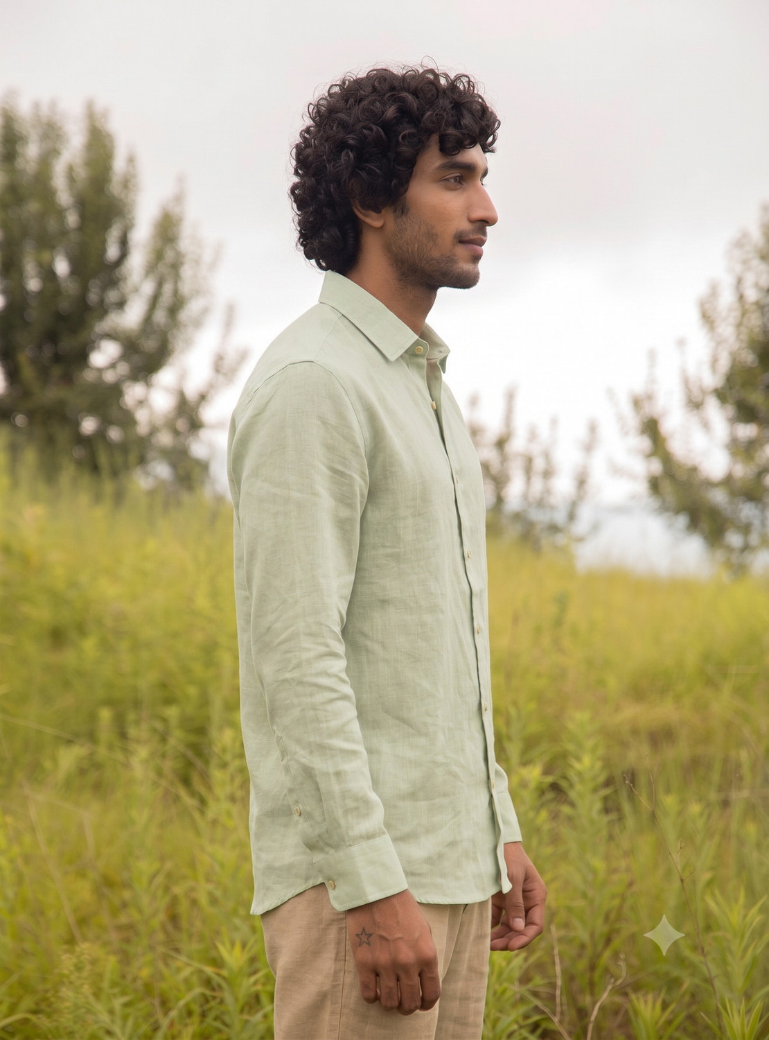 Image of Marmic Fab Men Solid Casual Light Green Shirt