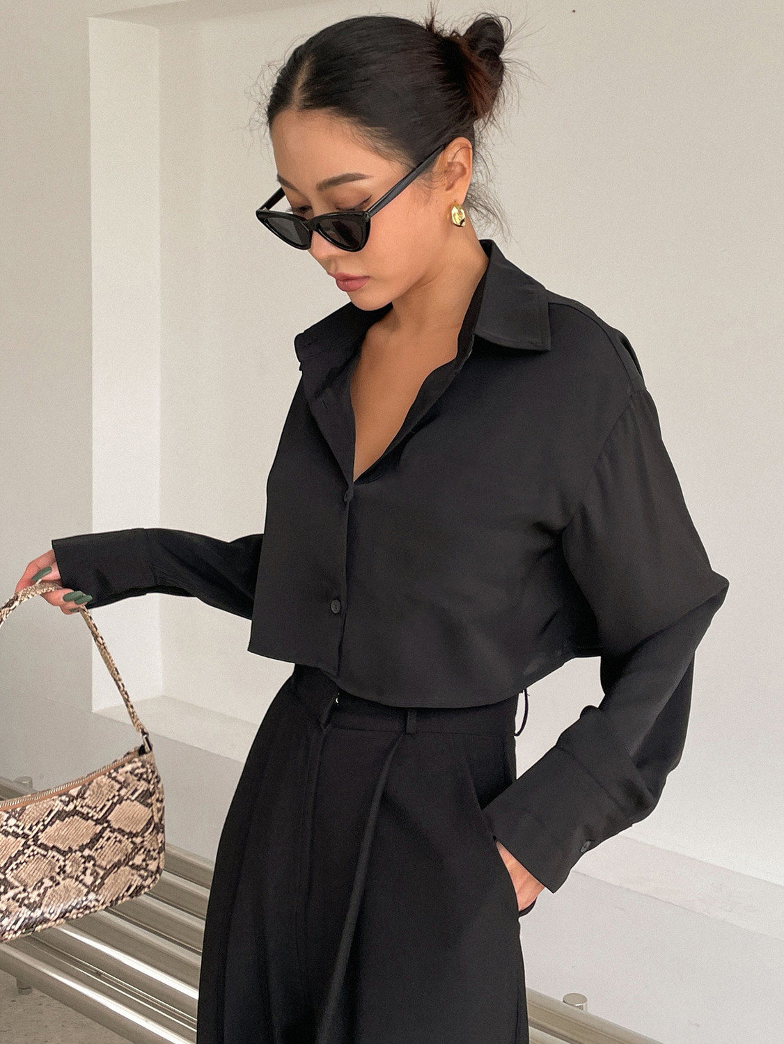 Image of Aahwan Women Solid Casual Black Shirt
