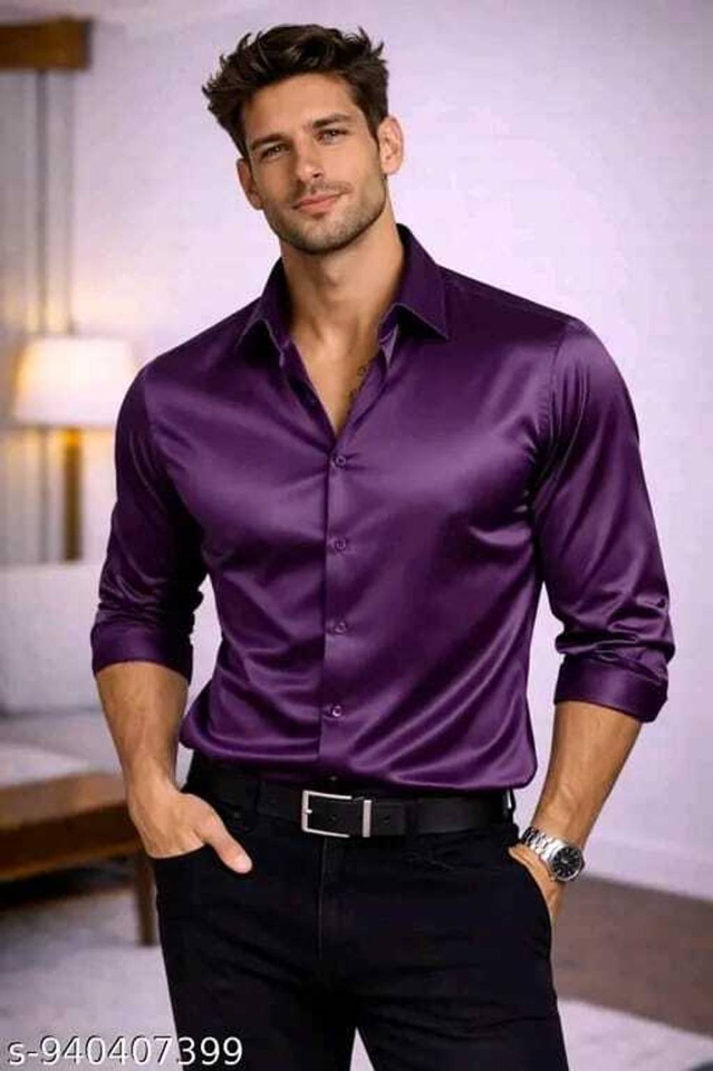 ALGAREE Men Solid Casual Grey Shirt