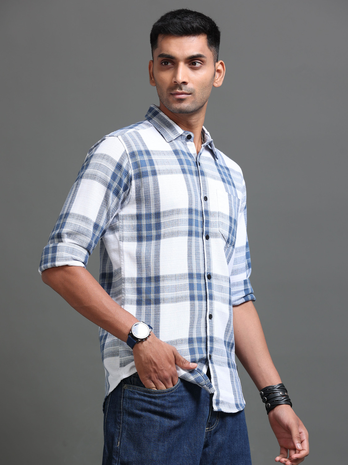 Image of tallwalker Men Checkered Casual Multicolor Shirt