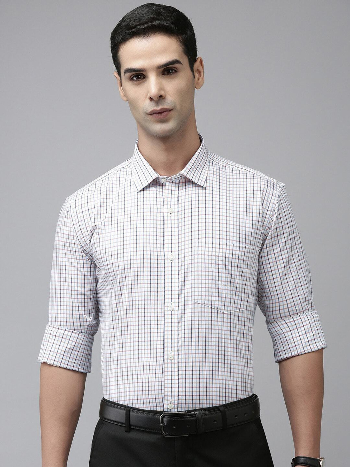 Image of PARK AVENUE Men Checkered Formal Yellow Shirt